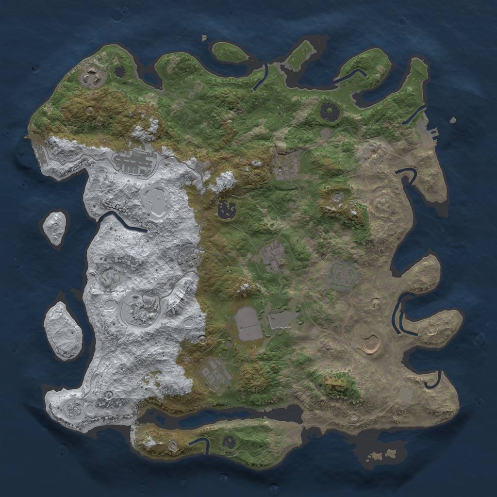 Rust Map: Procedural Map, Size: 3850, Seed: 802642095, 20 Monuments