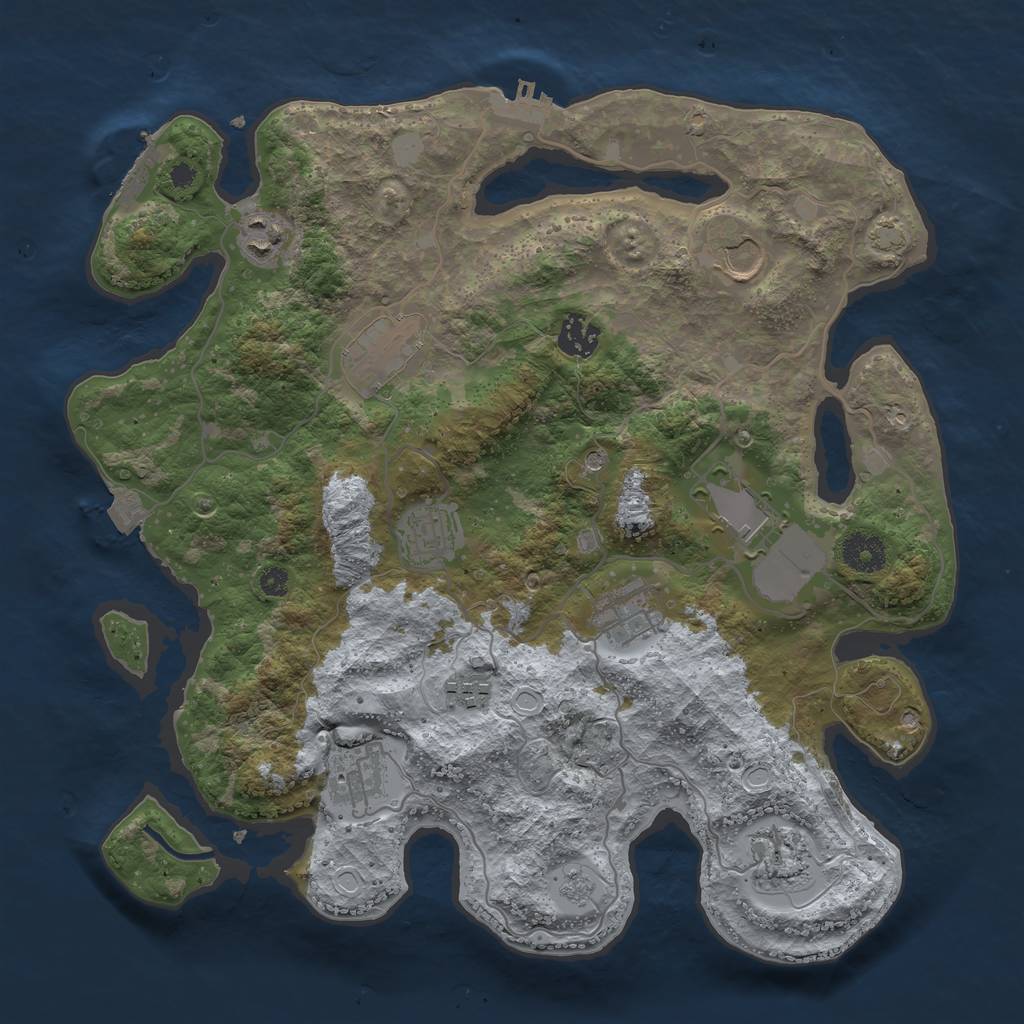 Rust Map: Procedural Map, Size: 3600, Seed: 29764255, 18 Monuments