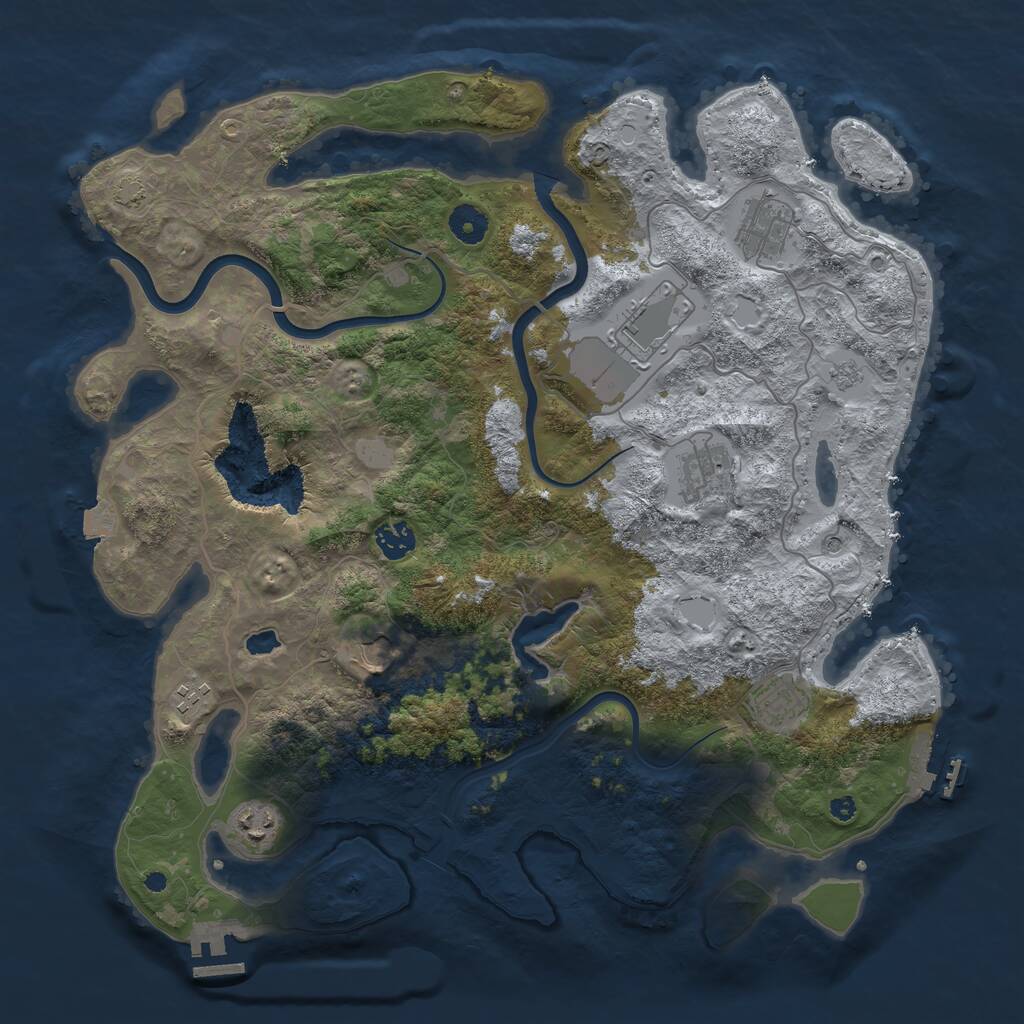 Rust Map: Procedural Map, Size: 4000, Seed: 1755266985, 14 Monuments