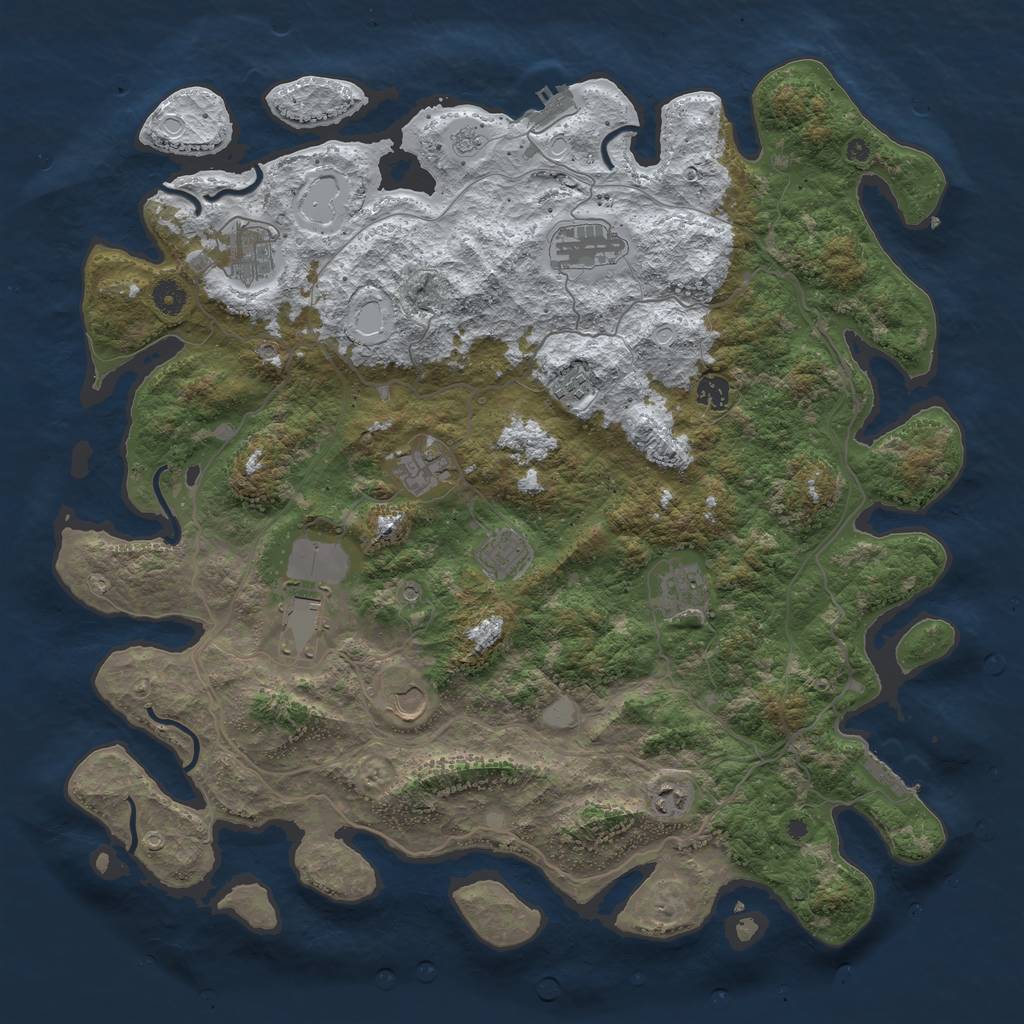 Rust Map: Procedural Map, Size: 4500, Seed: 1990289739, 19 Monuments