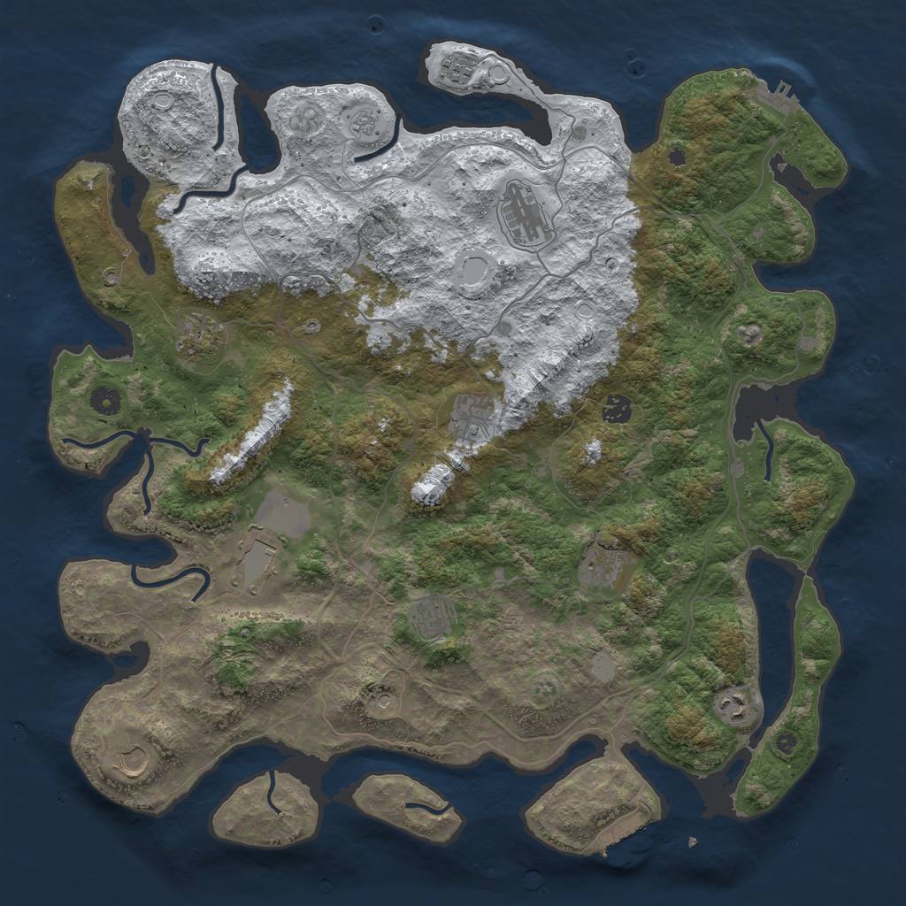 Rust Map: Procedural Map, Size: 4500, Seed: 1991, 19 Monuments