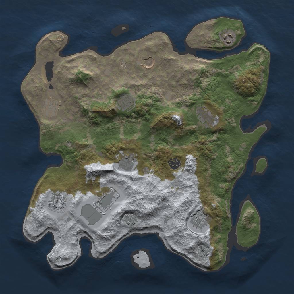 Rust Map: Barren, Size: 3750, Seed: 5455, 14 Monuments