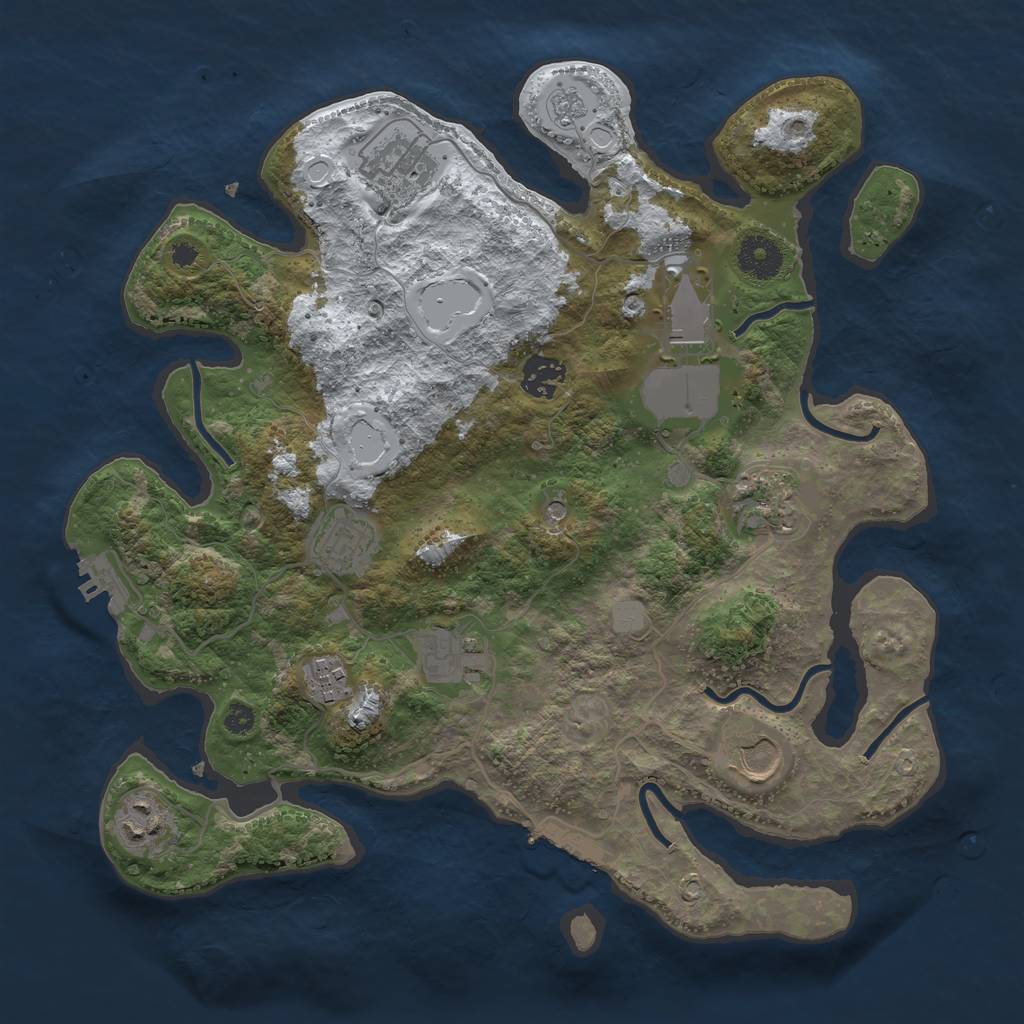 Rust Map: Procedural Map, Size: 3500, Seed: 1296968398, 18 Monuments