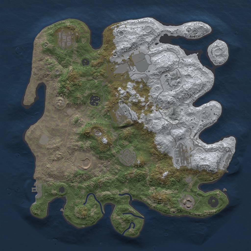 Rust Map: Procedural Map, Size: 3500, Seed: 207380, 18 Monuments