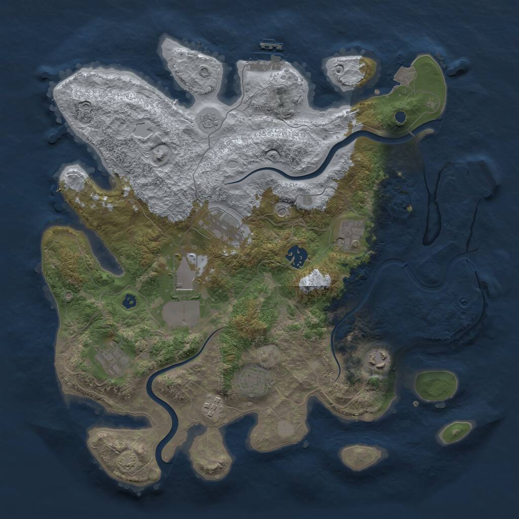 Rust Map: Procedural Map, Size: 3700, Seed: 1820085291, 14 Monuments