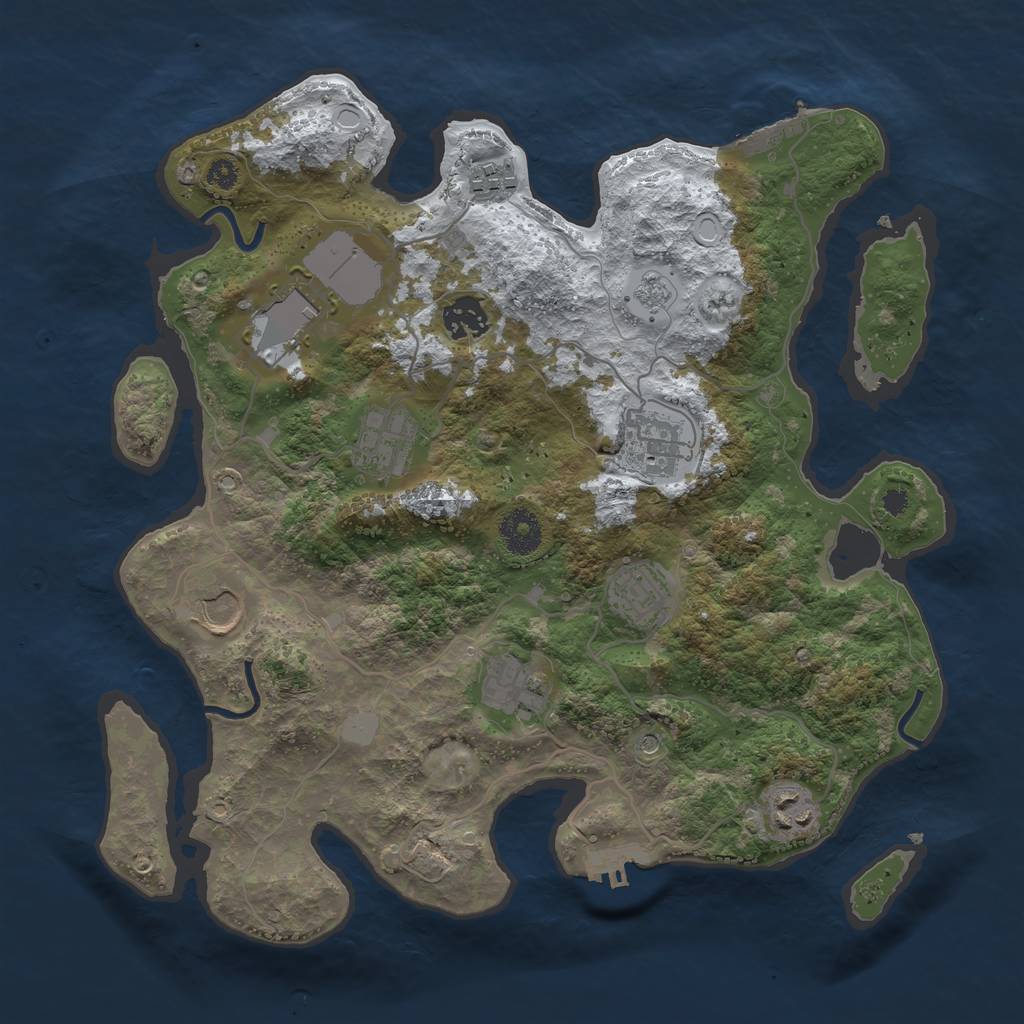 Rust Map: Procedural Map, Size: 3500, Seed: 1727675338, 18 Monuments