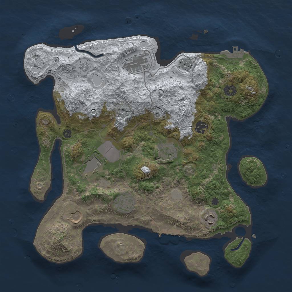 Rust Map: Procedural Map, Size: 3500, Seed: 1572917263, 17 Monuments