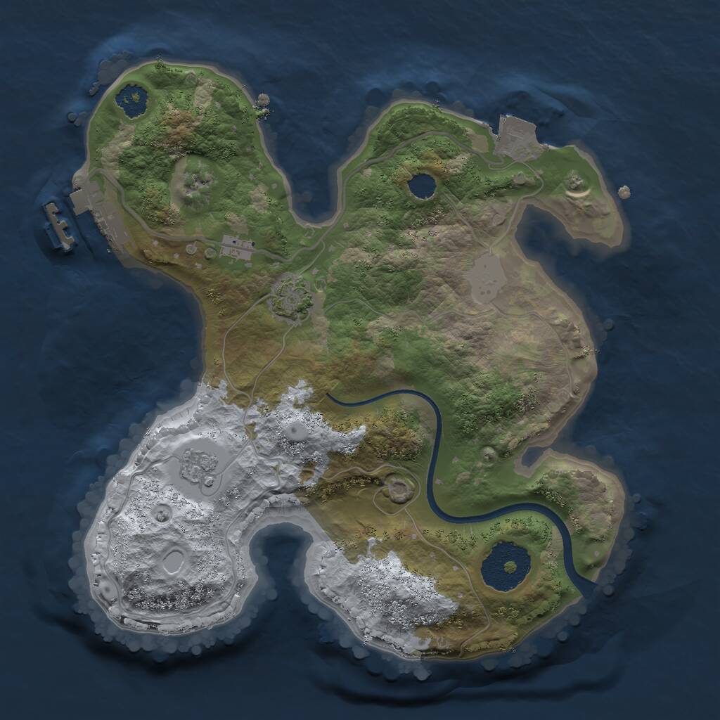 Rust Map: Procedural Map, Size: 2250, Seed: 441142087, 4 Monuments