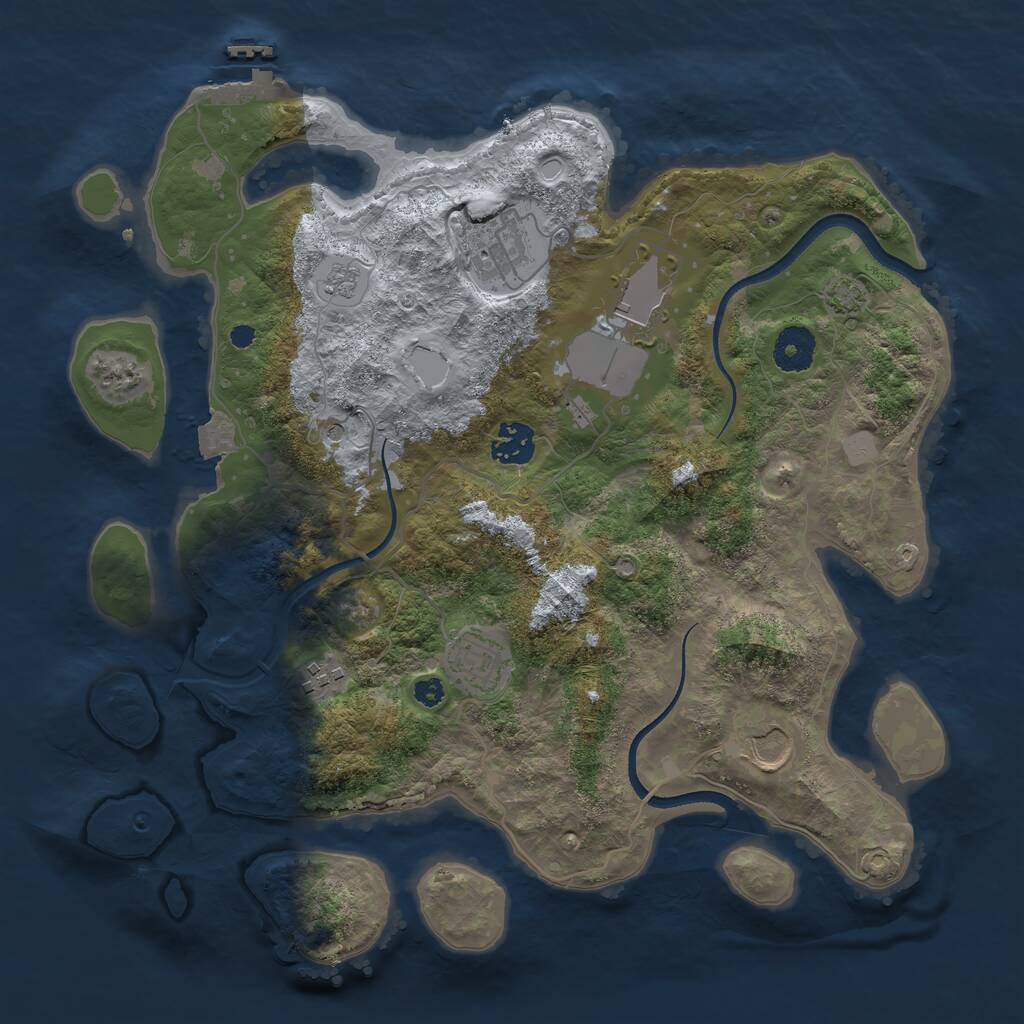 Rust Map: Procedural Map, Size: 3500, Seed: 385735582, 11 Monuments