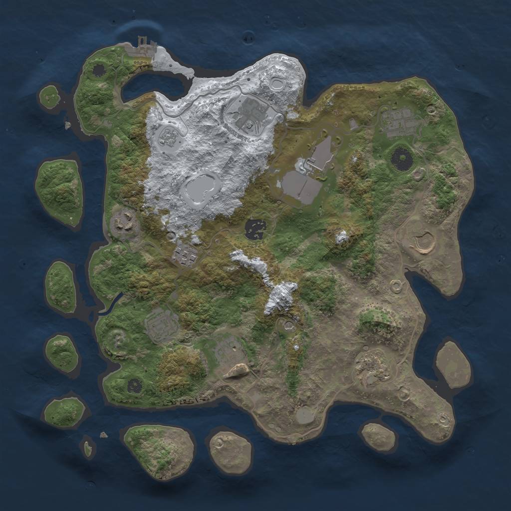 Rust Map: Procedural Map, Size: 3500, Seed: 385735582, 18 Monuments