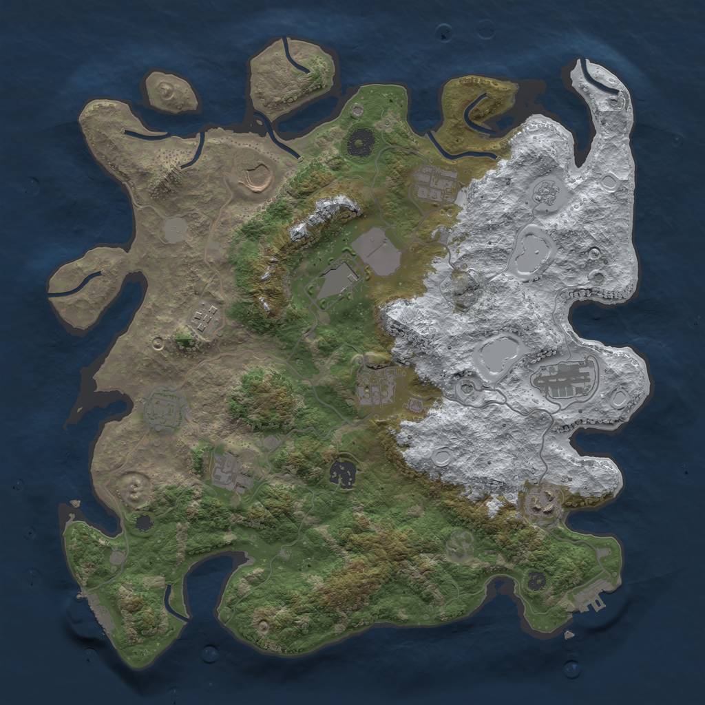 Rust Map: Procedural Map, Size: 3750, Seed: 744064191, 19 Monuments