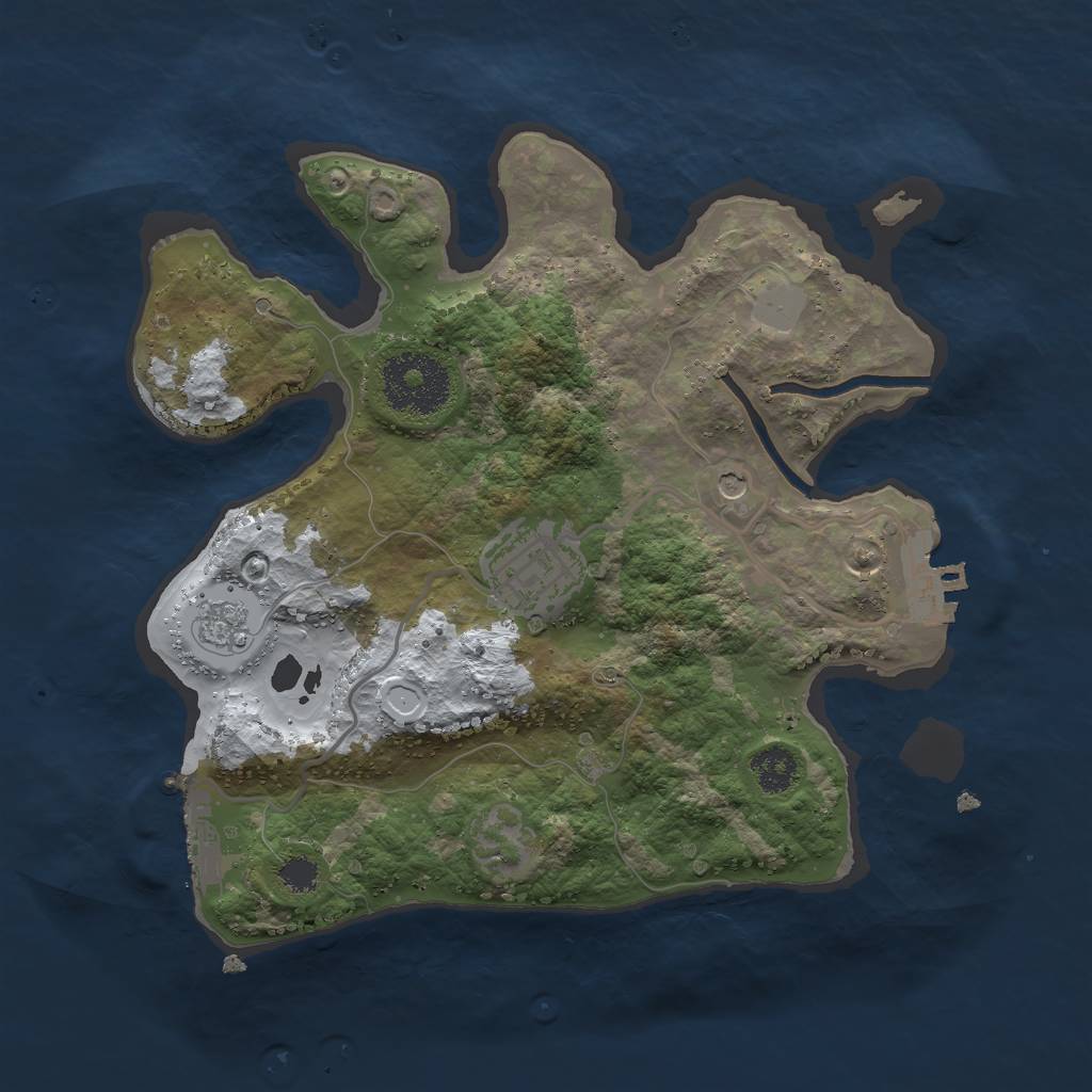 Rust Map: Procedural Map, Size: 2500, Seed: 646106095, 10 Monuments