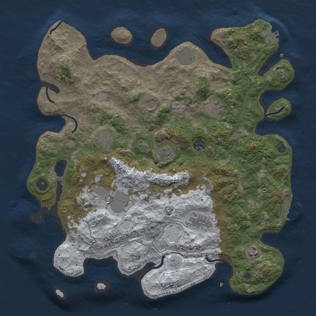 Rust Map: Procedural Map, Size: 4000, Seed: 124141, 19 Monuments