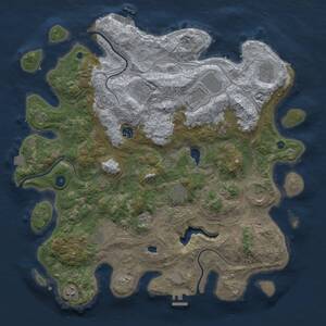 Thumbnail Rust Map: Procedural Map, Size: 4350, Seed: 1, 16 Monuments