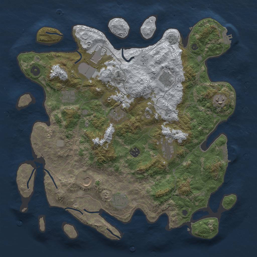 Rust Map: Procedural Map, Size: 4000, Seed: 4653, 19 Monuments