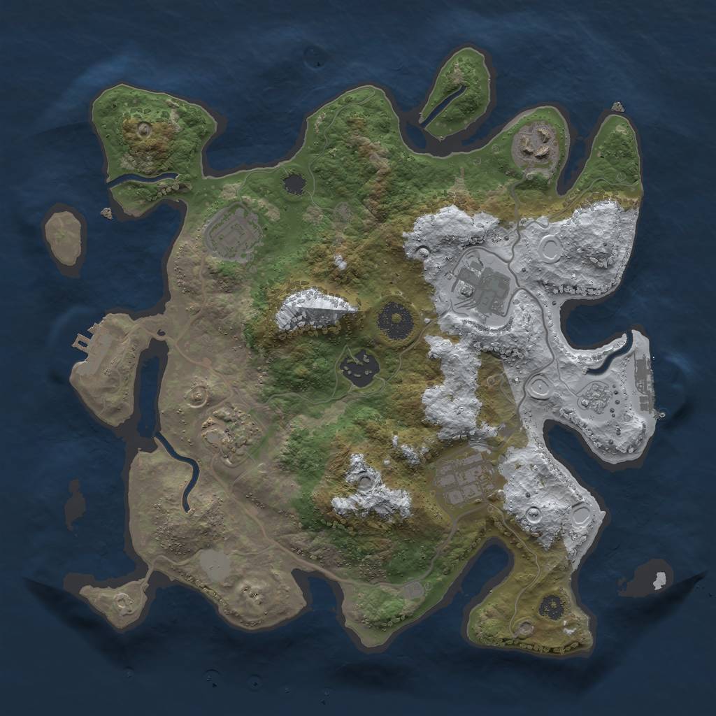 Rust Map: Procedural Map, Size: 3000, Seed: 238687623, 14 Monuments