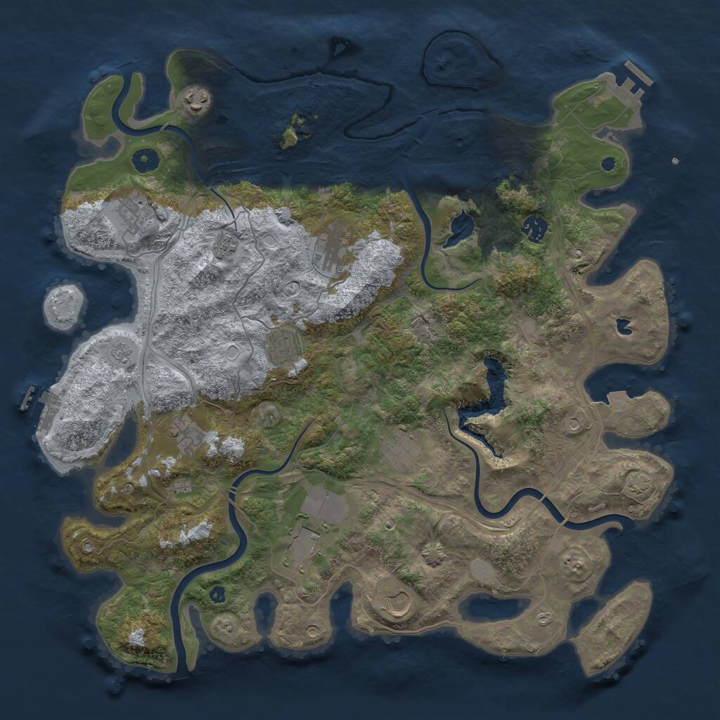Rust Map: Procedural Map, Size: 4250, Seed: 501175004, 16 Monuments