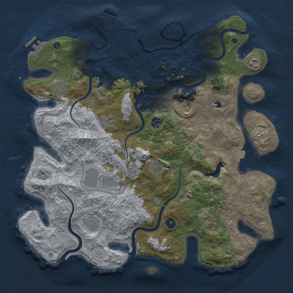Rust Map: Procedural Map, Size: 4200, Seed: 454454, 16 Monuments