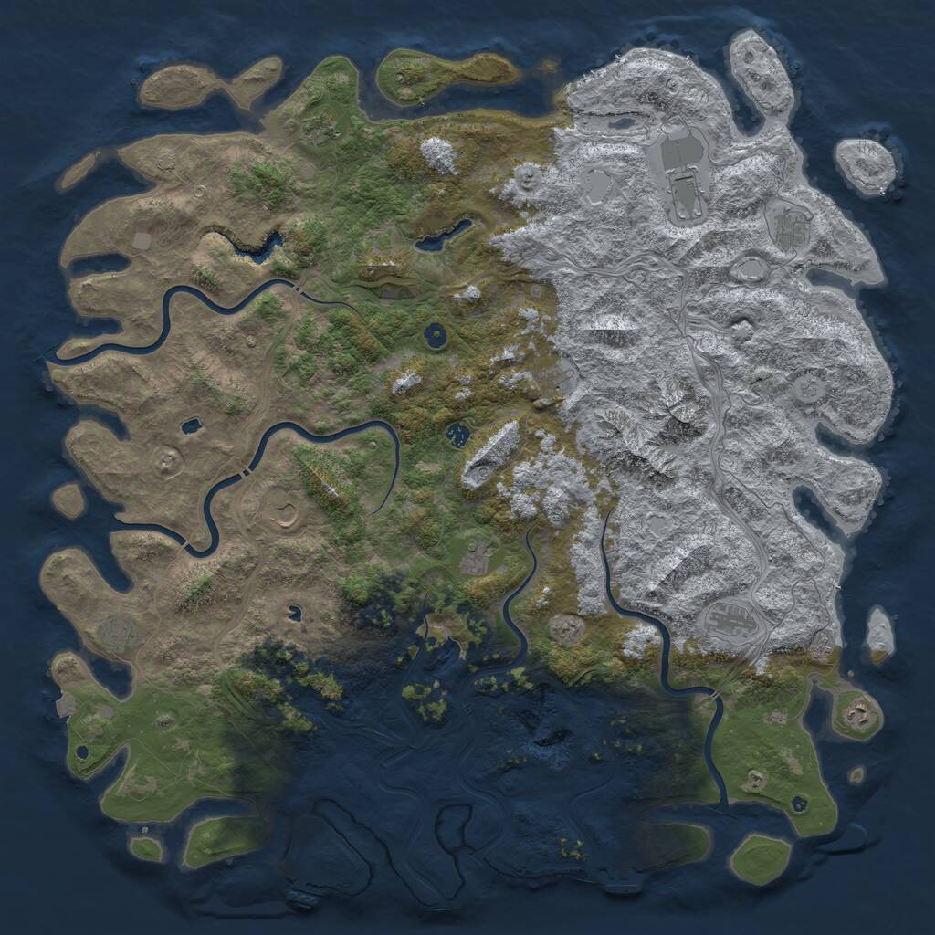 Rust Map: Procedural Map, Size: 6000, Seed: 8790234, 17 Monuments