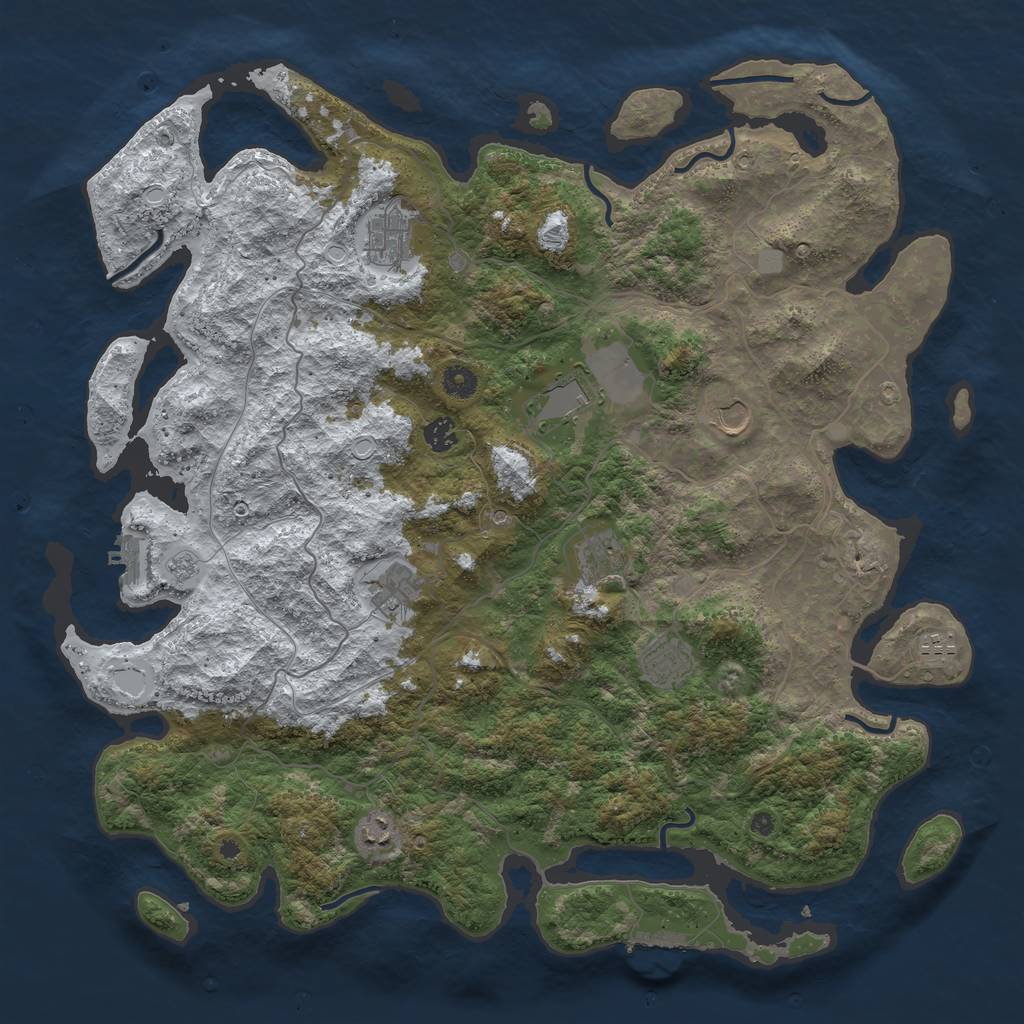 Rust Map: Procedural Map, Size: 4500, Seed: 12733566, 18 Monuments