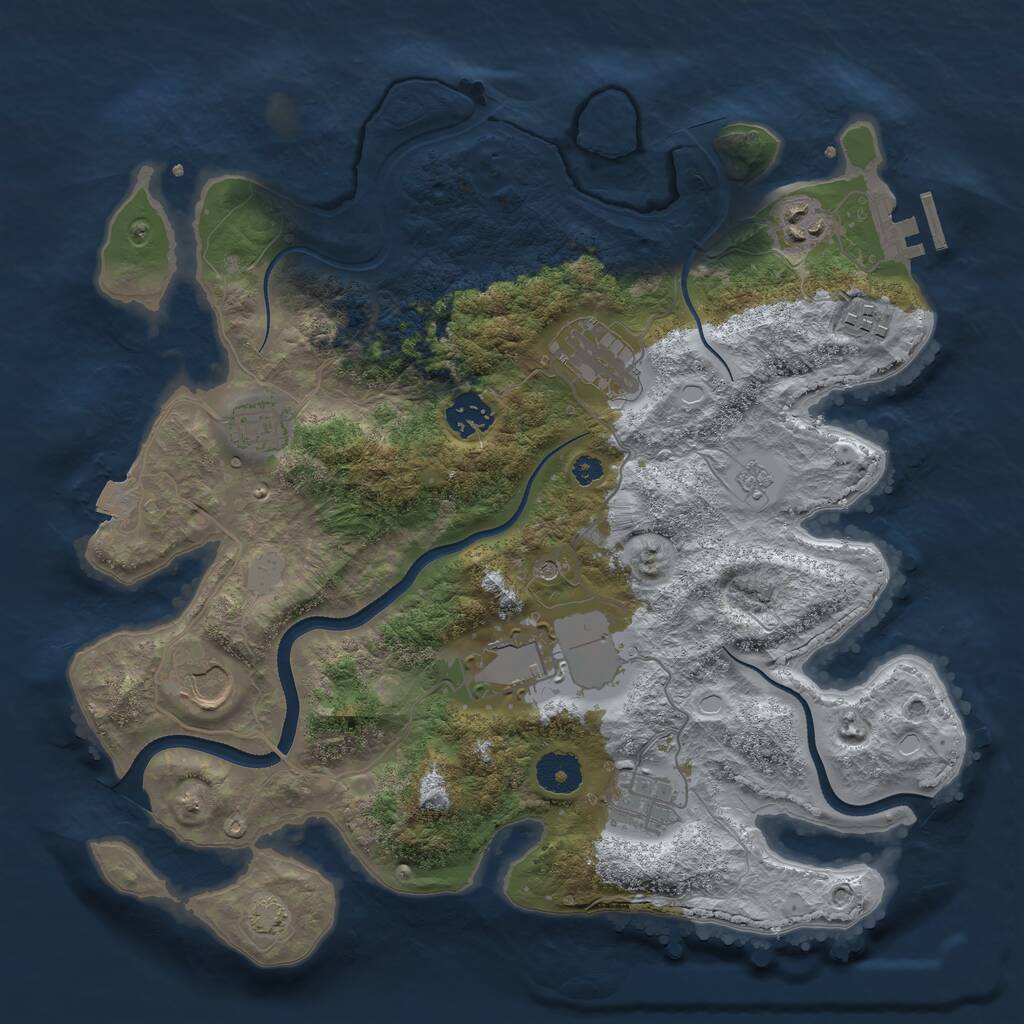 Rust Map: Procedural Map, Size: 3500, Seed: 1133551212, 13 Monuments