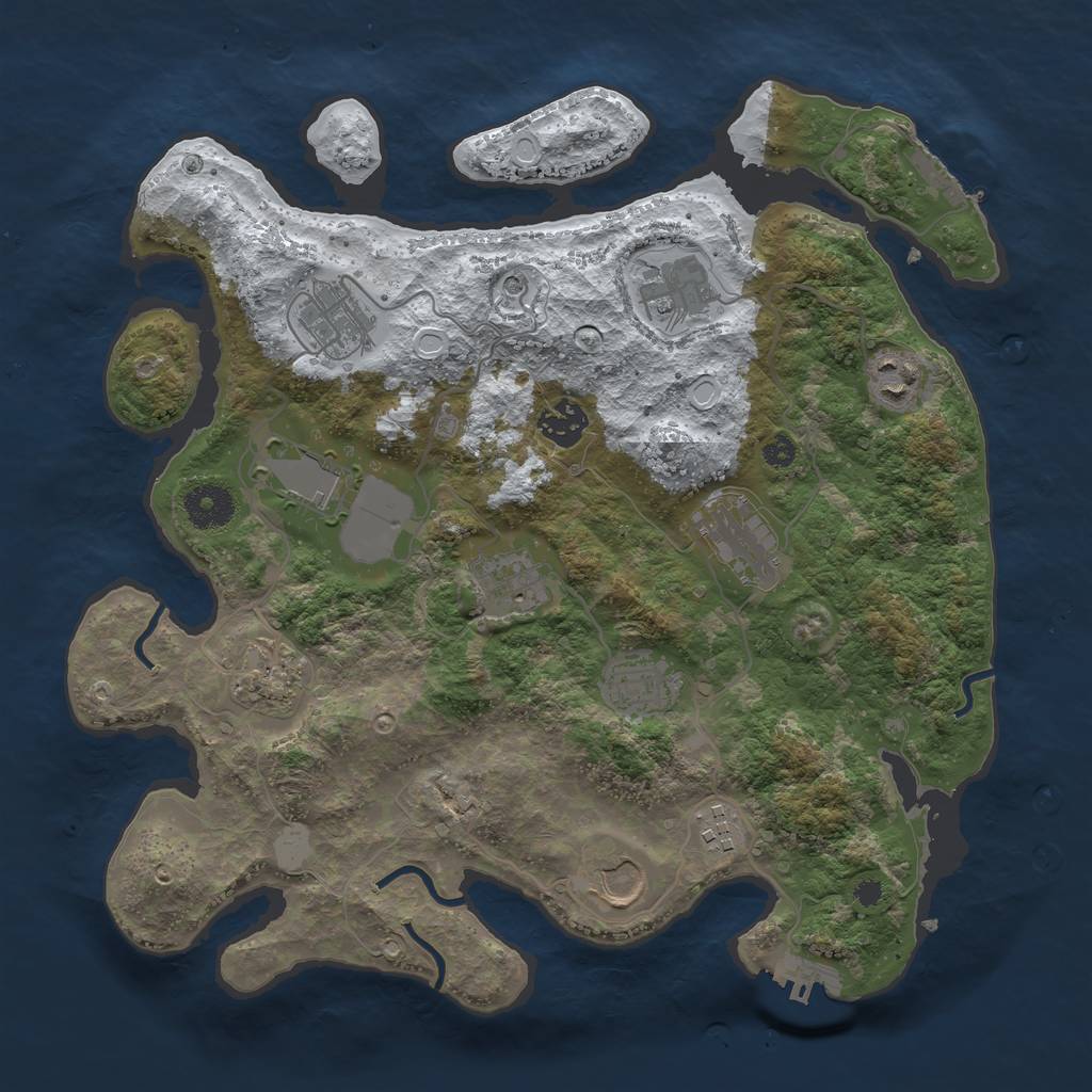 Rust Map: Procedural Map, Size: 3500, Seed: 1447836982, 19 Monuments
