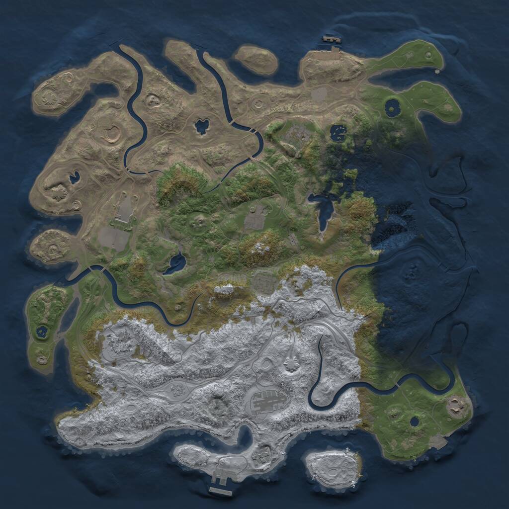Rust Map: Procedural Map, Size: 4500, Seed: 32643, 16 Monuments