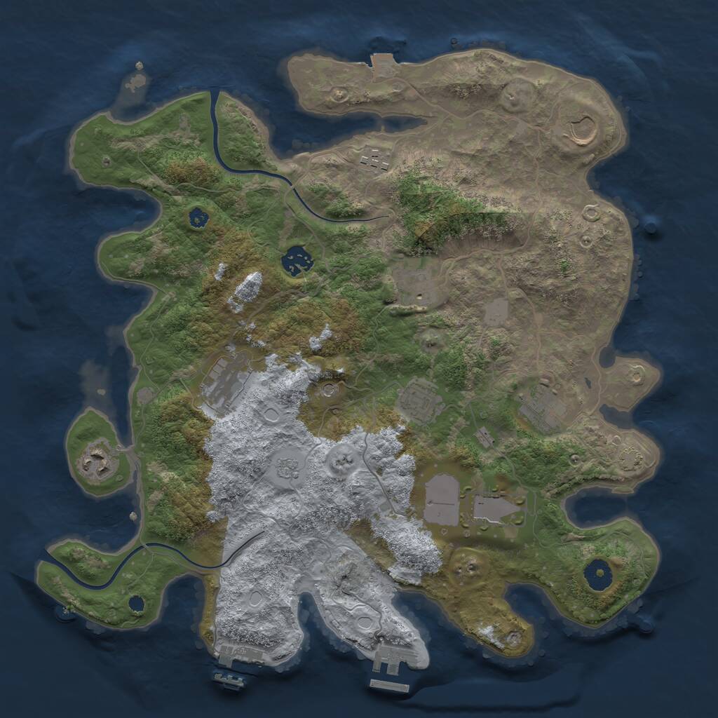 Rust Map: Procedural Map, Size: 3696, Seed: 2146342679, 15 Monuments