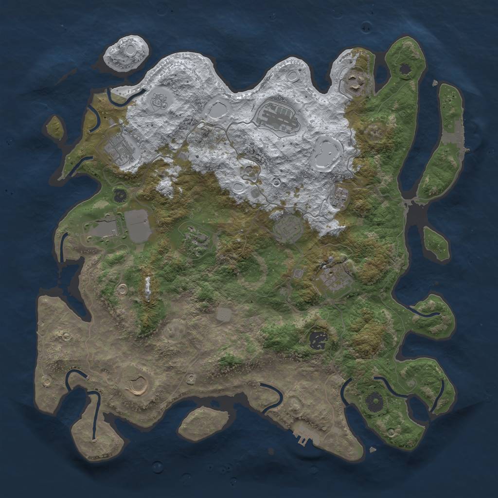 Rust Map: Procedural Map, Size: 3950, Seed: 915467384, 19 Monuments