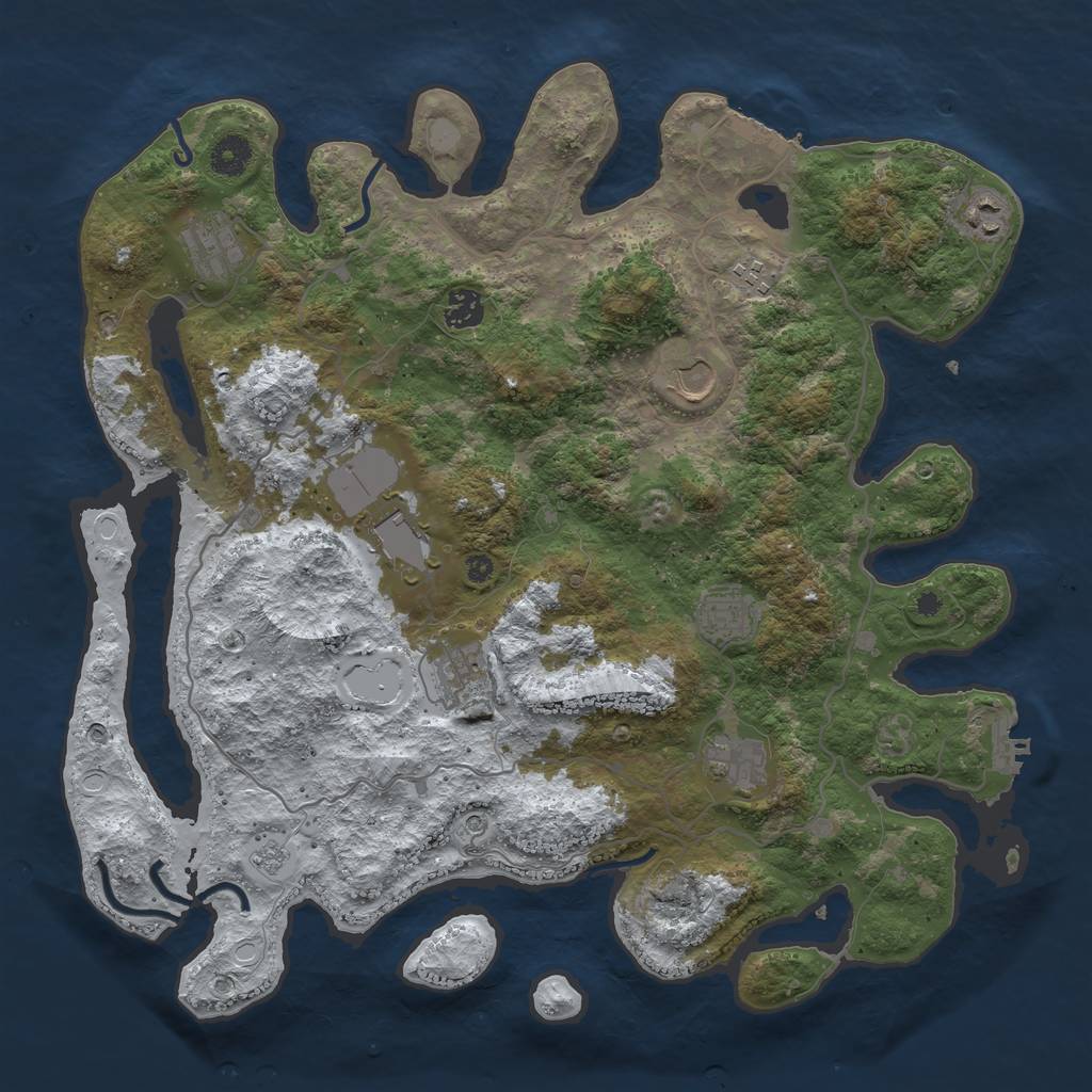 Rust Map: Procedural Map, Size: 4000, Seed: 1789692289, 18 Monuments