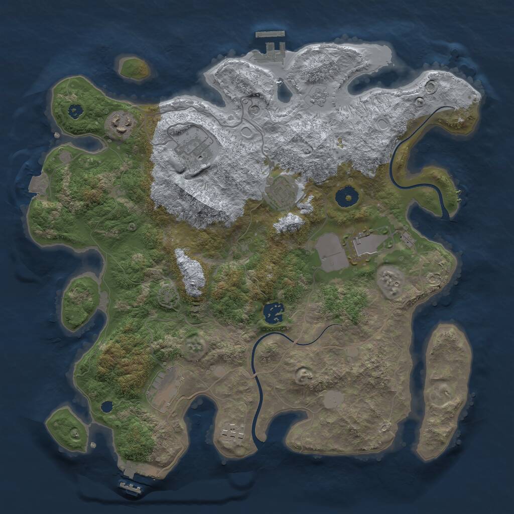 Rust Map: Procedural Map, Size: 3550, Seed: 1, 13 Monuments