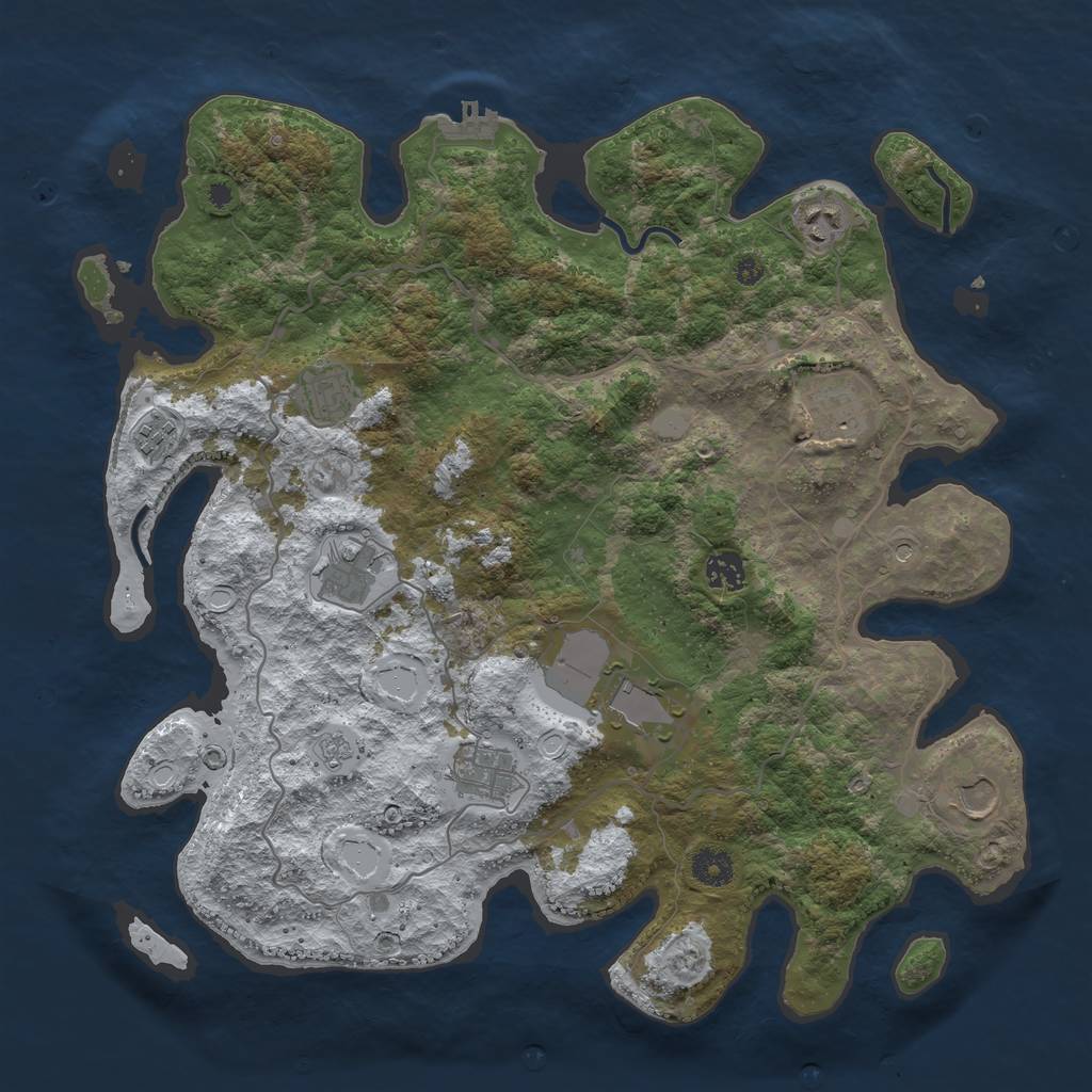 Rust Map: Procedural Map, Size: 4000, Seed: 1973, 17 Monuments