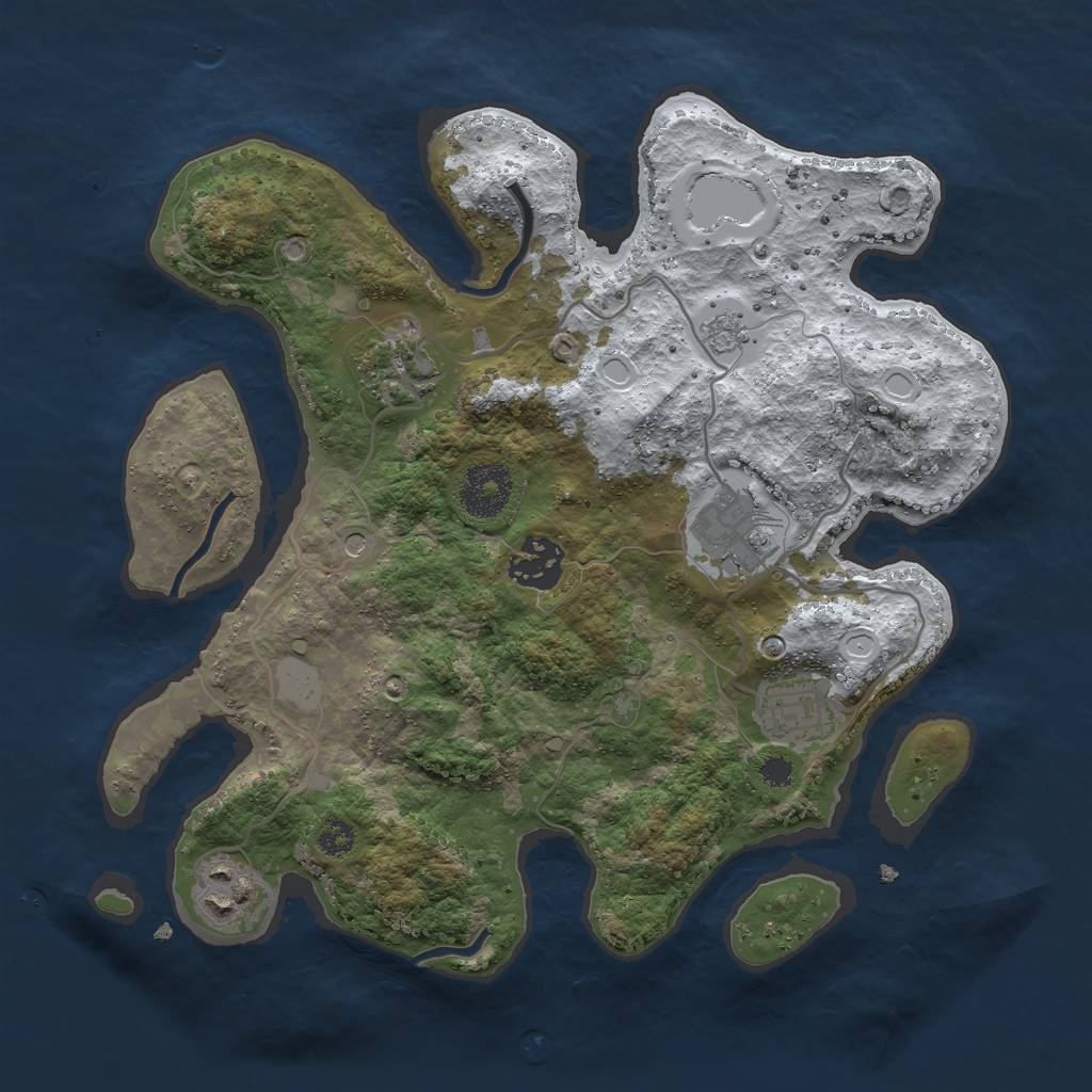 Rust Map: Procedural Map, Size: 3000, Seed: 3456, 12 Monuments