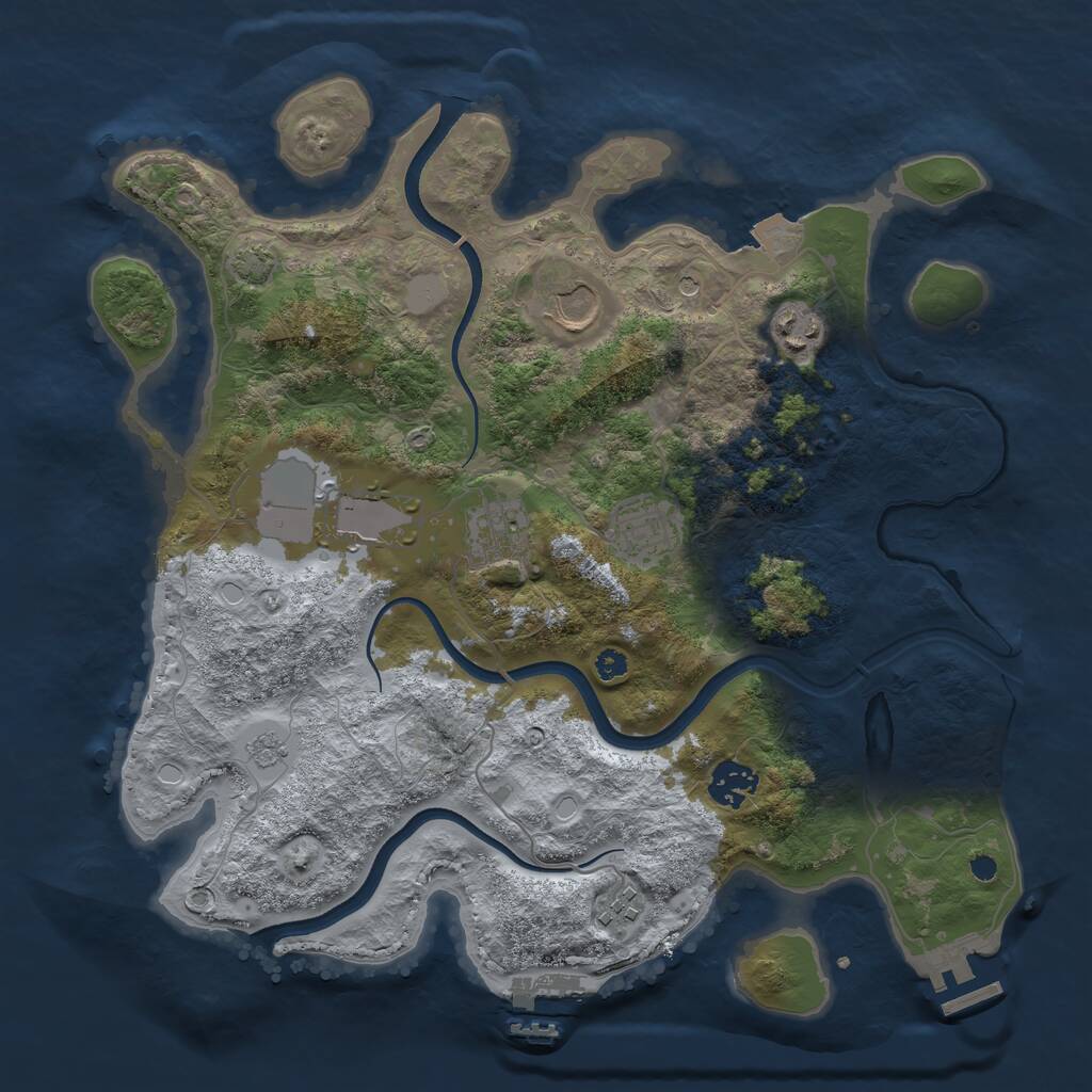 Rust Map: Procedural Map, Size: 3500, Seed: 2040089618, 13 Monuments
