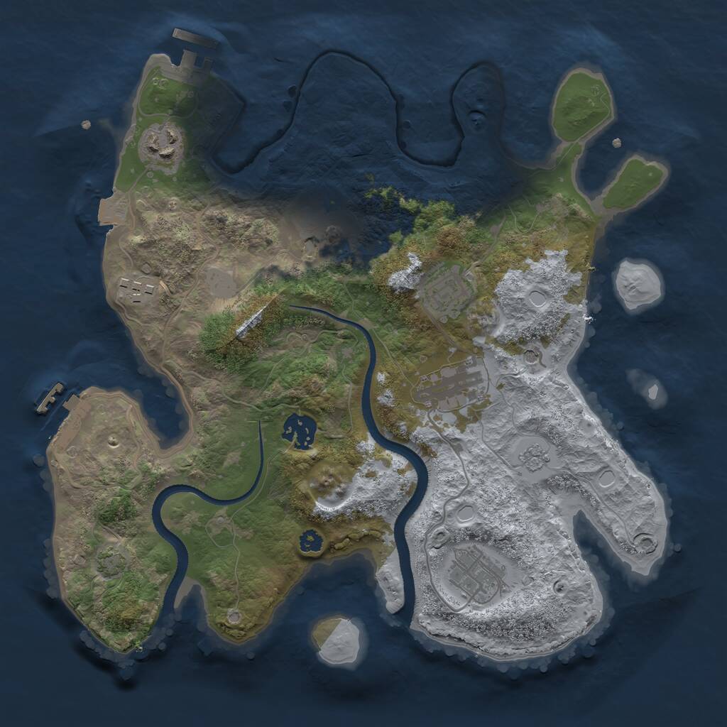 Rust Map: Procedural Map, Size: 3150, Seed: 1926403629, 13 Monuments