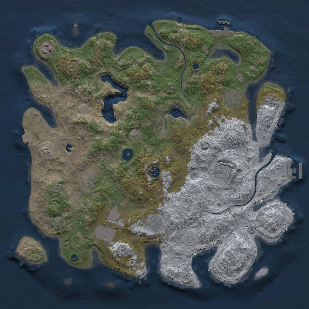 Rust Map: Procedural Map, Size: 4000, Seed: 2124788168, 14 Monuments
