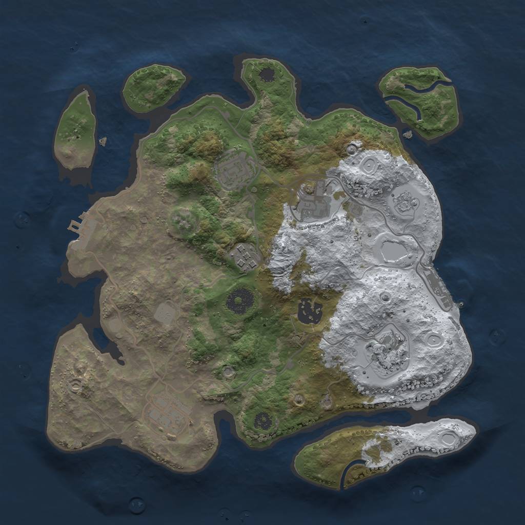 Rust Map: Procedural Map, Size: 3000, Seed: 1887198779, 14 Monuments