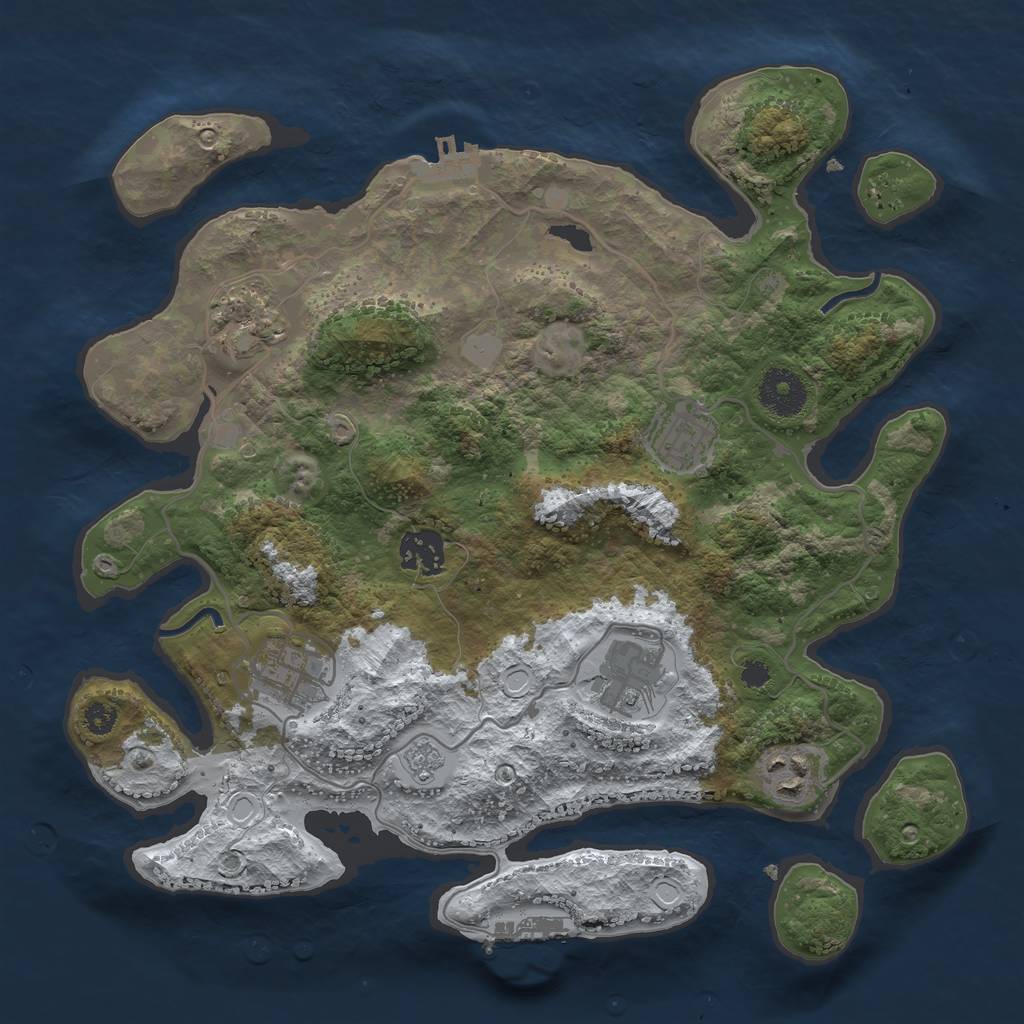 Rust Map: Procedural Map, Size: 3250, Seed: 3327007, 14 Monuments