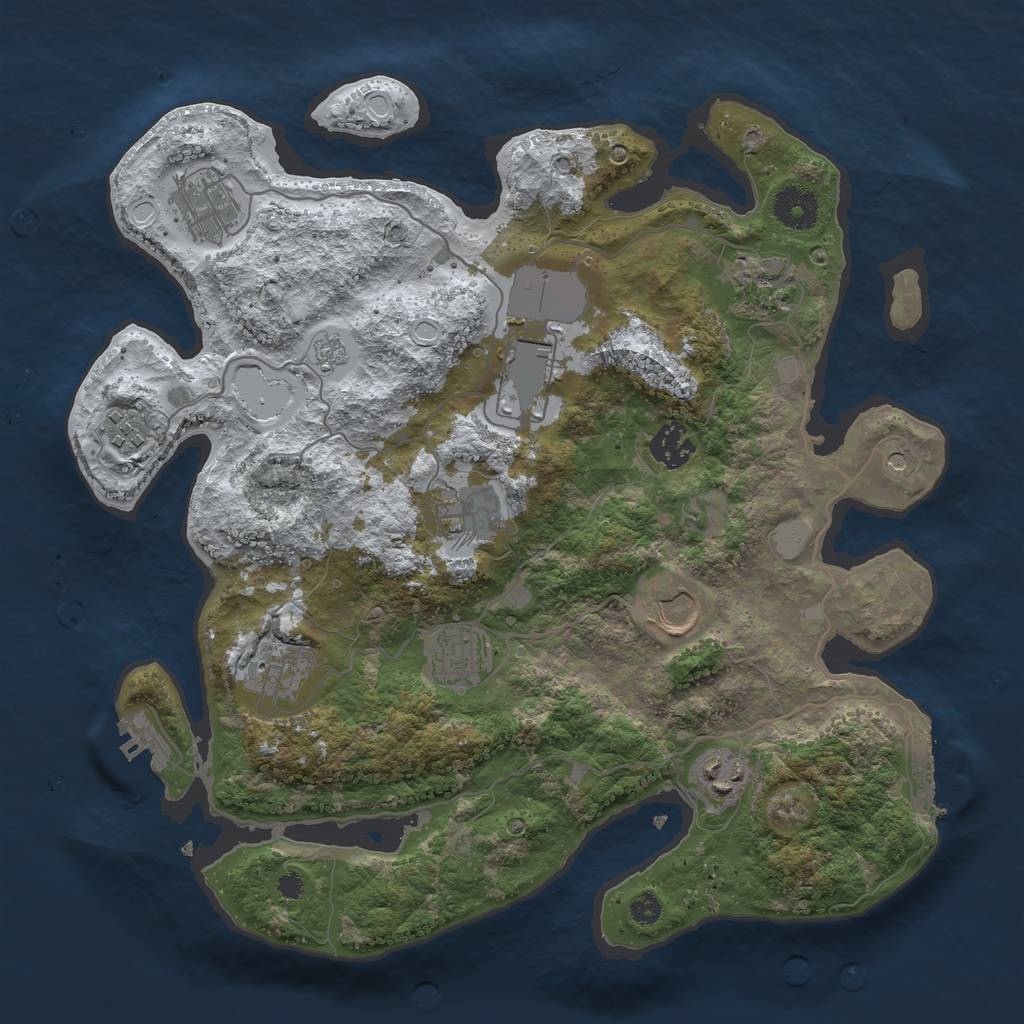 Rust Map: Procedural Map, Size: 3500, Seed: 1078111516, 19 Monuments