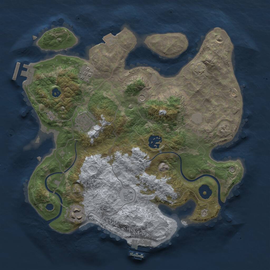 Rust Map: Procedural Map, Size: 3000, Seed: 51344, 10 Monuments
