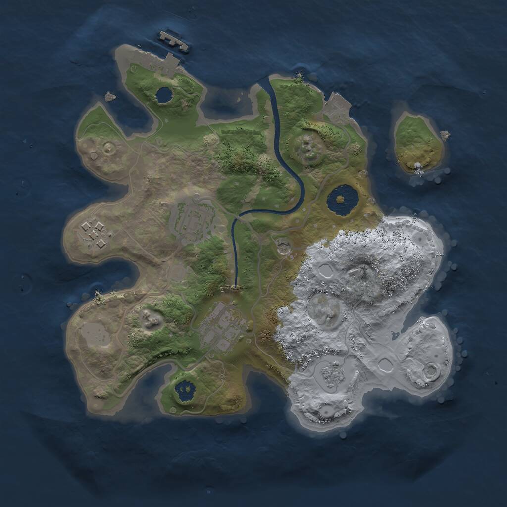 Rust Map: Procedural Map, Size: 2500, Seed: 5050350, 7 Monuments