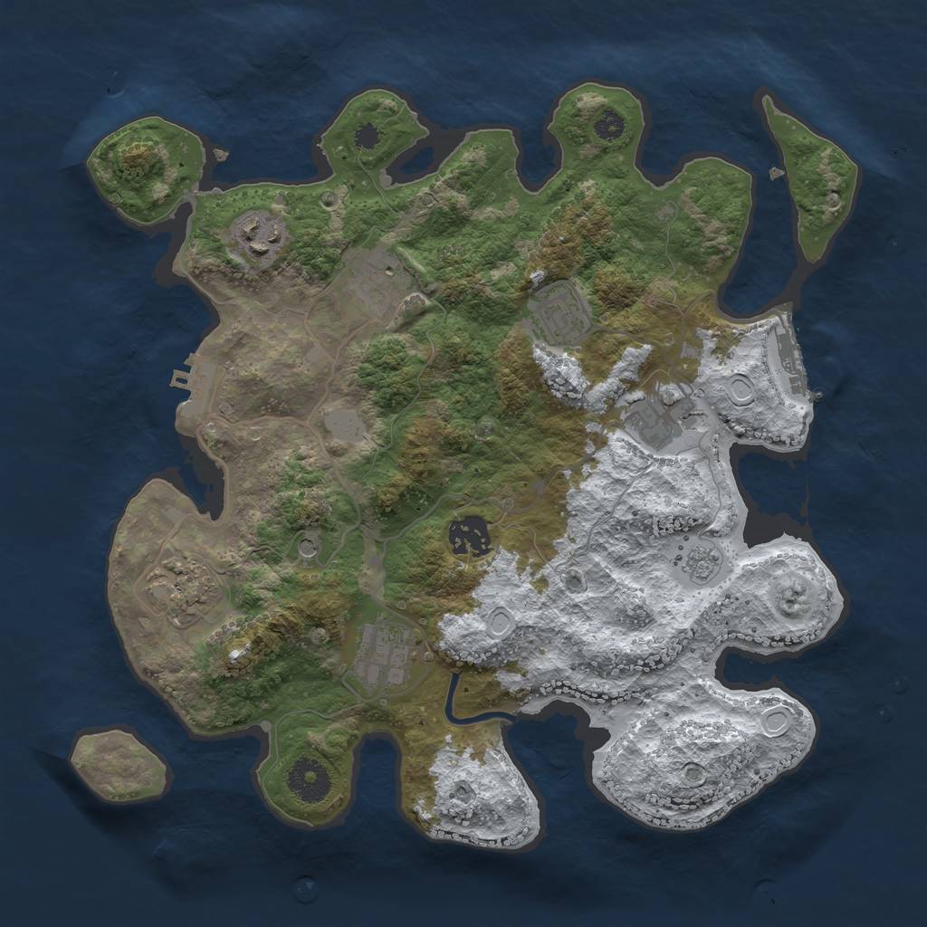 Rust Map: Procedural Map, Size: 3250, Seed: 5230533, 16 Monuments