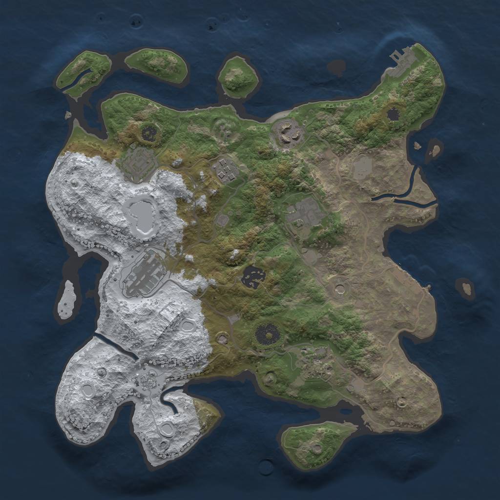 Rust Map: Procedural Map, Size: 3250, Seed: 5344270, 16 Monuments
