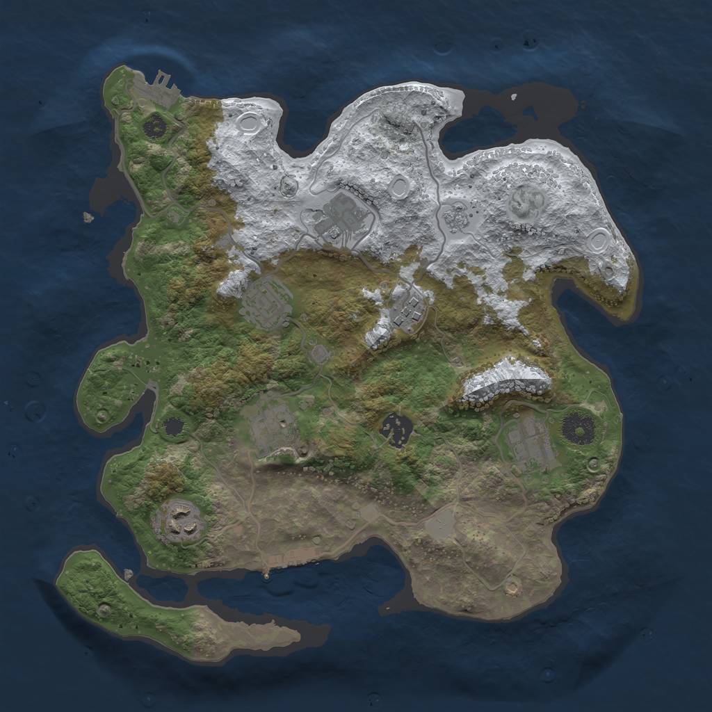 Rust Map: Procedural Map, Size: 3250, Seed: 3934878, 15 Monuments