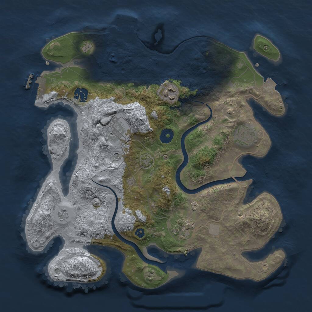 Rust Map: Procedural Map, Size: 3250, Seed: 3555529, 11 Monuments