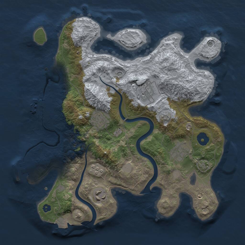 Rust Map: Procedural Map, Size: 3000, Seed: 32645, 10 Monuments