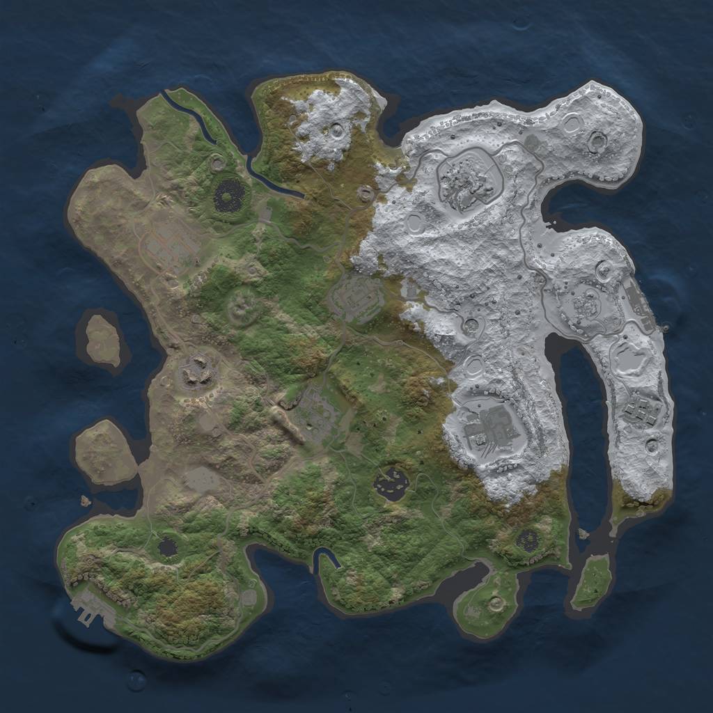 Rust Map: Procedural Map, Size: 3250, Seed: 2870733, 17 Monuments