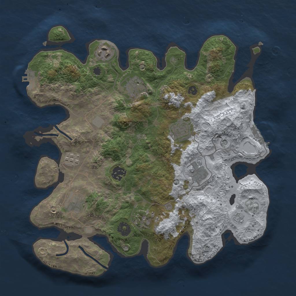 Rust Map: Procedural Map, Size: 3250, Seed: 2272786, 17 Monuments