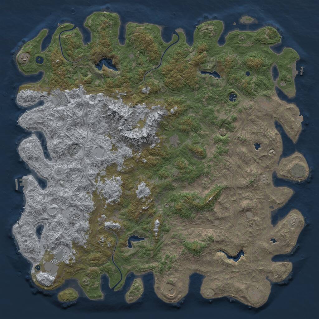 Rust Map: Procedural Map, Size: 6000, Seed: 100464887, 17 Monuments