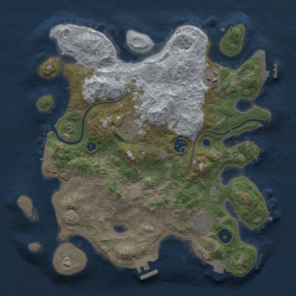 Rust Map: Procedural Map, Size: 3250, Seed: 3693300, 11 Monuments